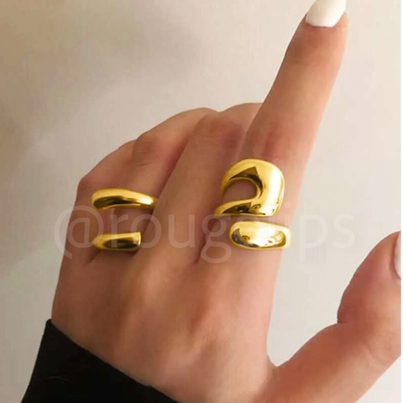 2 Yellow Gold Ring Set Copper Fashion Jewelry - Picture 2 of 12